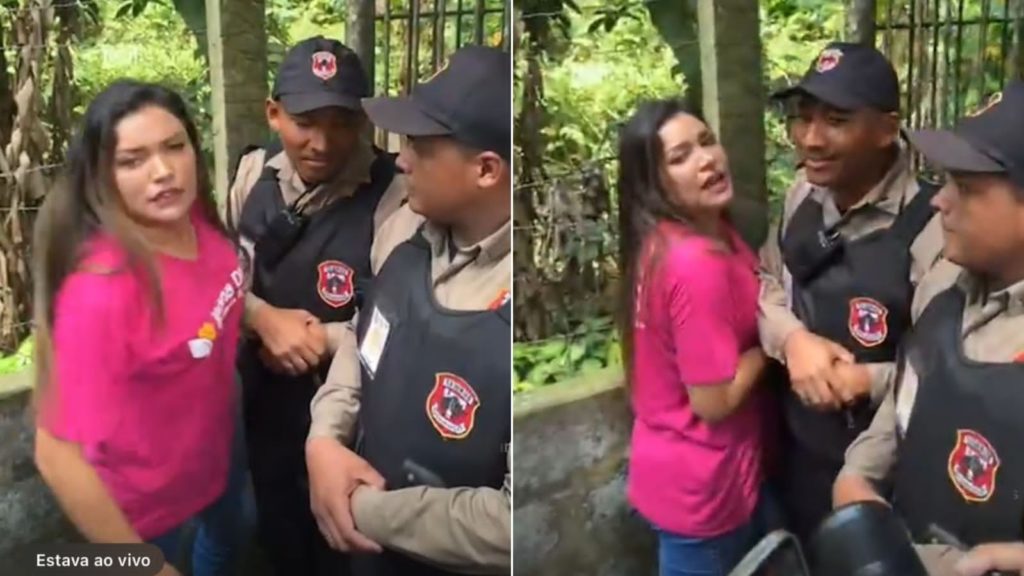 Joana Darc enfrenta seguranças do CETAS e tenta pegar capivara à força, gerando tumulto com declarações polêmicas durante o incidente." Joana Darc enfrenta seguranças do CETAS e tenta pegar capivara à força, gerando tumulto com declarações polêmicas durante o incidente."