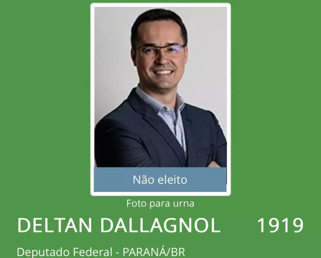 Dallagnol aparece como ‘não eleito’ no site do TSE