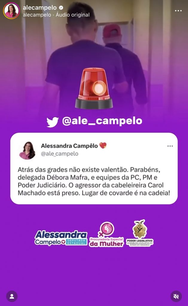 Deputada Alessandra aborda o caso de policial envolvido em briga com babá