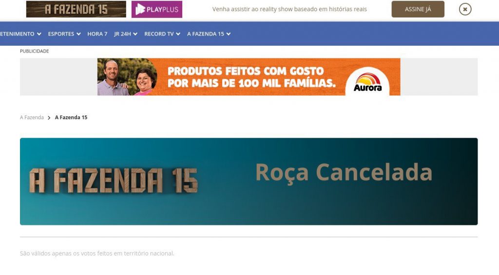 Treta na "A Fazenda 15" cancela roça desta quinta.