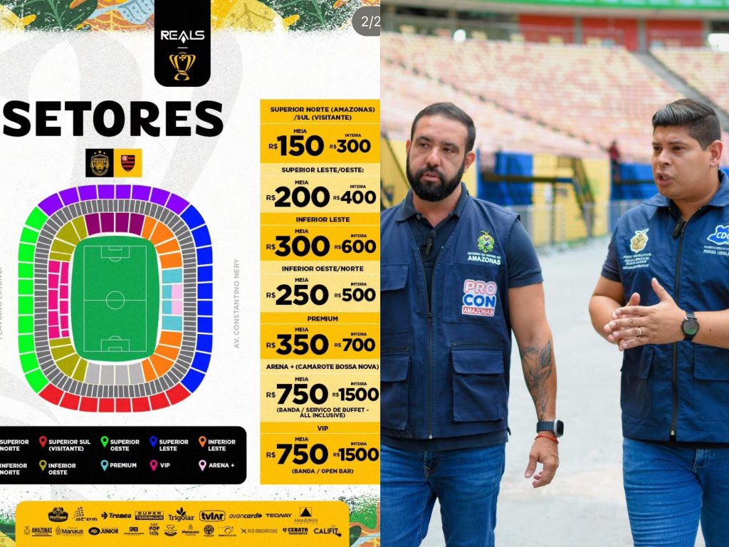 Amazonas FC é notificado por preços exorbitantes de ingressos do jogo contra o Flamengo, pela Copa do Brasil