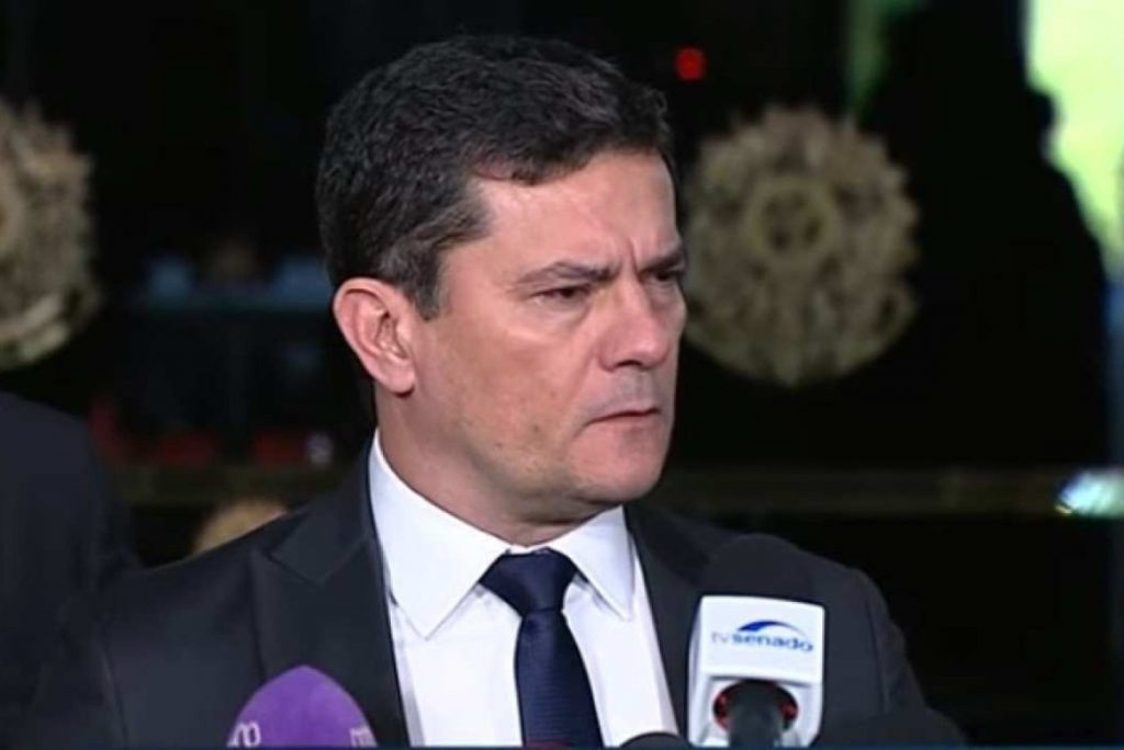 O senador Sergio Moro durante sessão no Senado Federal sobre as mudanças na composição da CCJ.