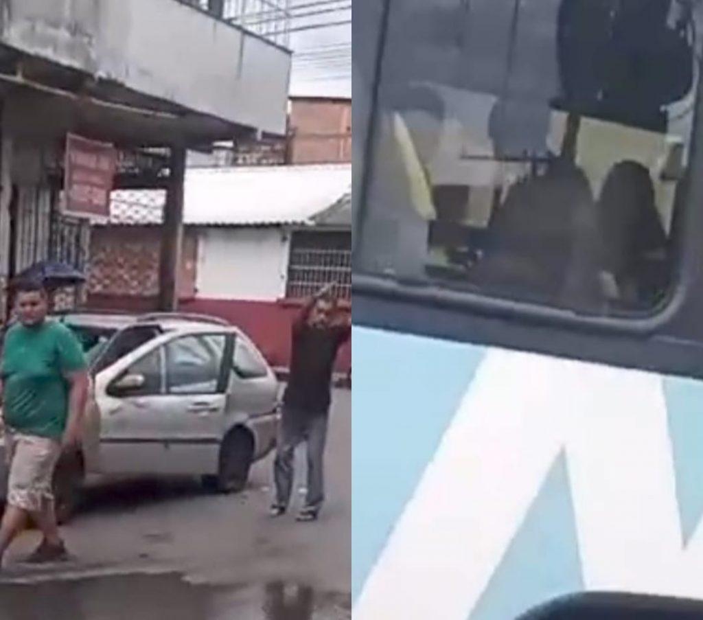 Passageiros de ônibus ficam feridos após briga de trânsito em Manaus; veja