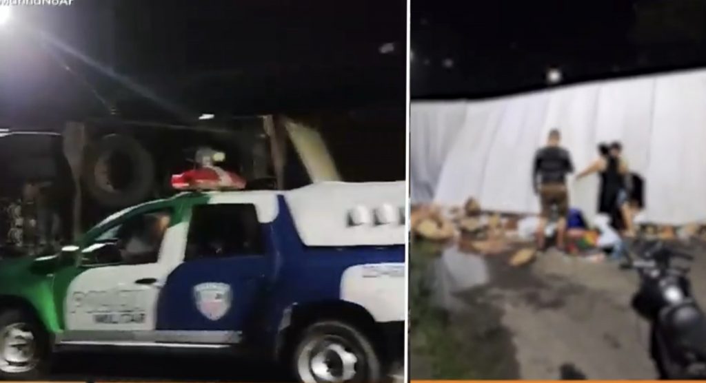 Caminhão com vários produtos tomba após fazer curva em alta velocidade em Manaus