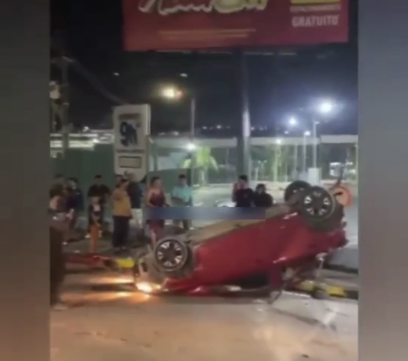 Perseguição termina com capotamento e tiroteio na Zona Norte de Manaus; assista