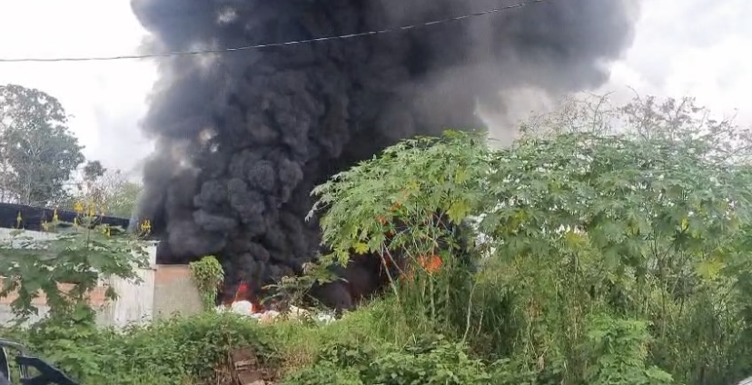 Vídeo: Incêndio atinge fábrica de isopor no bairro Tarumã em Manaus