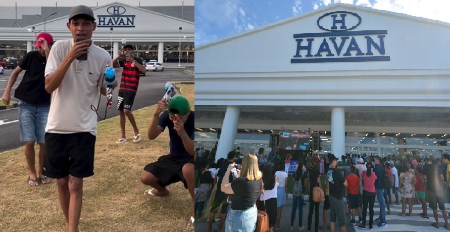Jovens realizam 'batalha' com armas de gel dentro de Loja Havan em Manaus