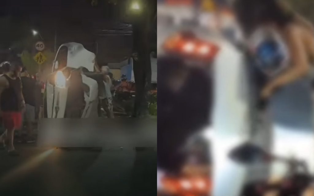 Carro capota em grave acidente na avenida Coronel Teixeira, em Manaus