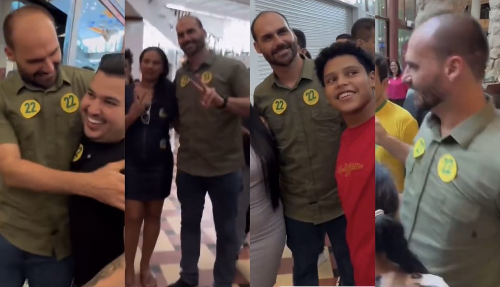 Eduardo Bolsonaro tira fotos com apoiadores em shopping de Manaus