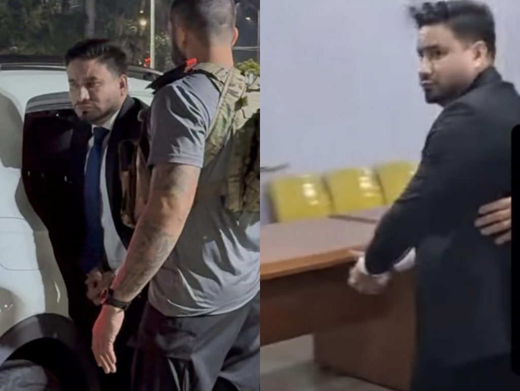 Vídeo mostra momento em que apresentador Alex Braga chega algemado em delegacia de Manaus