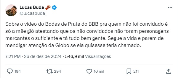 O clima de festa e nostalgia no especial de Bodas de Prata do Big Brother Brasil deu lugar a uma polêmica fora das telas. A celebração, exibida na noite de quinta-feira (26)