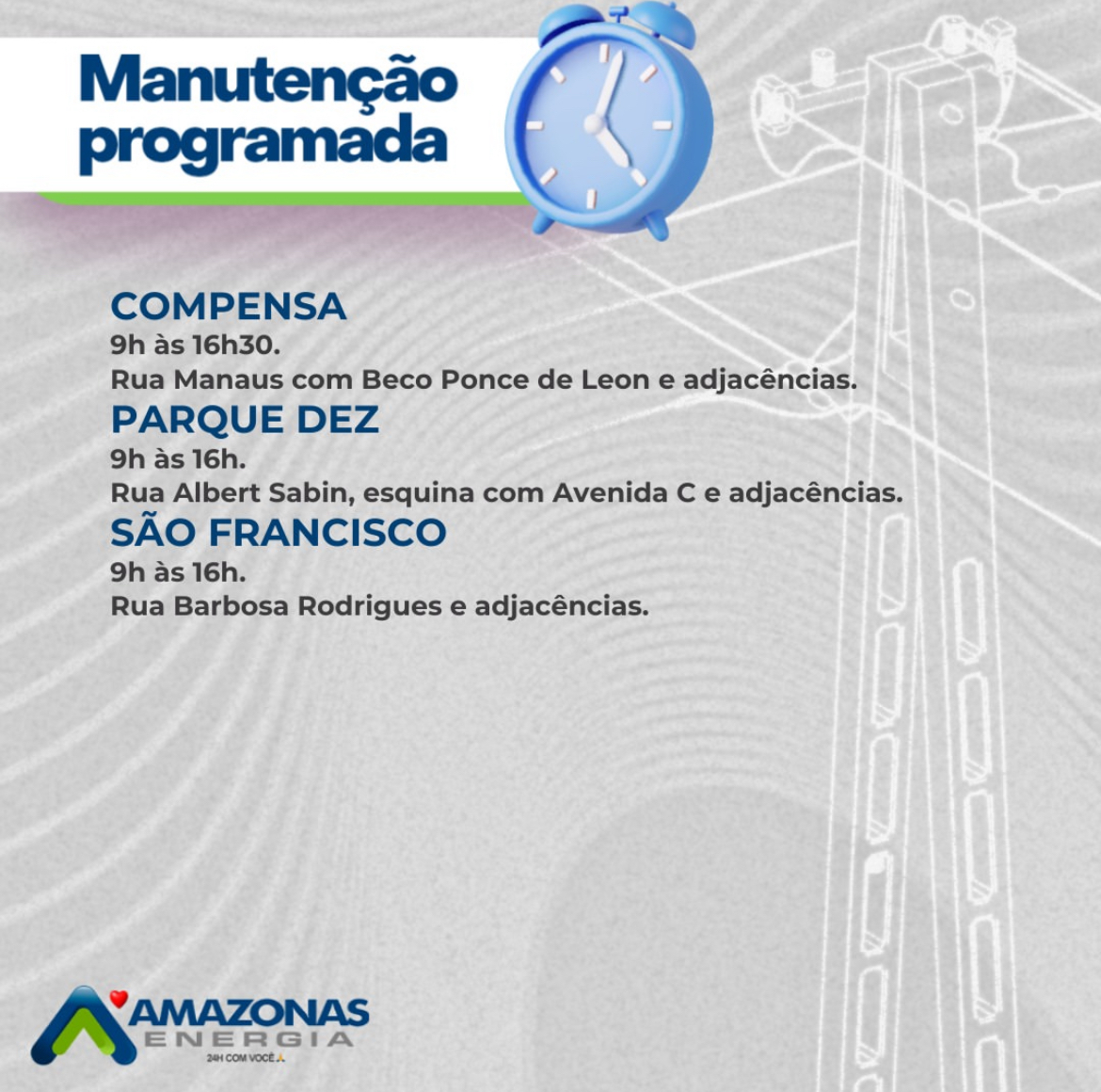 Bairros sem energia em Manaus