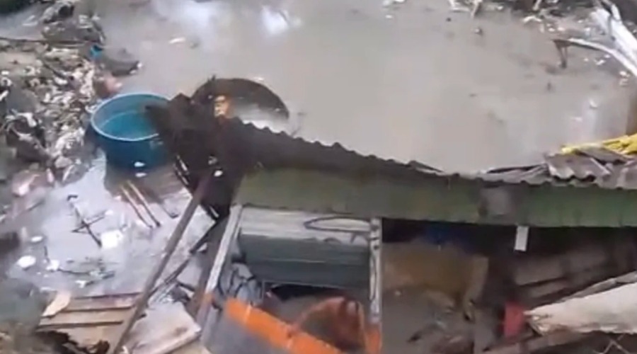 Veja vídeo: desabamento de casa deixa feridos durante forte chuva em Manaus