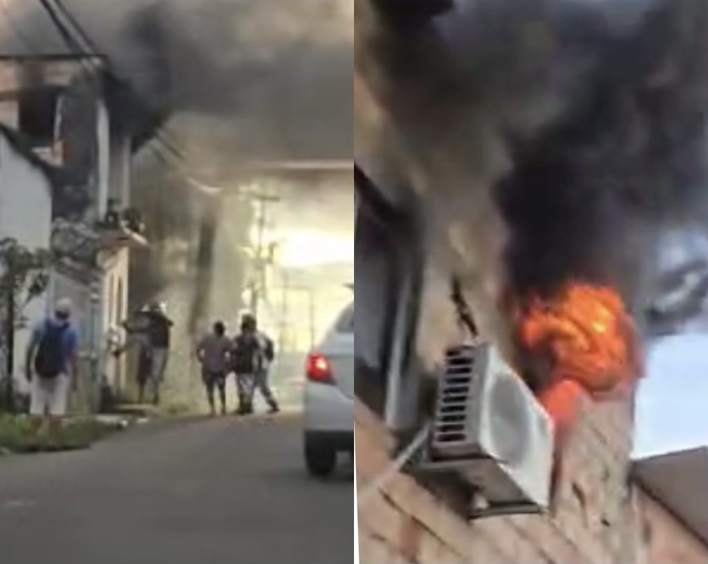 Vídeo: Moradores tentam arrombar casa em chamas para conter incêndio em Manaus