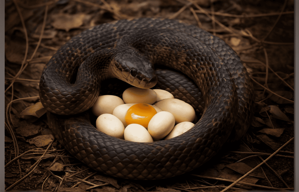 cobra protegendo seus ovos