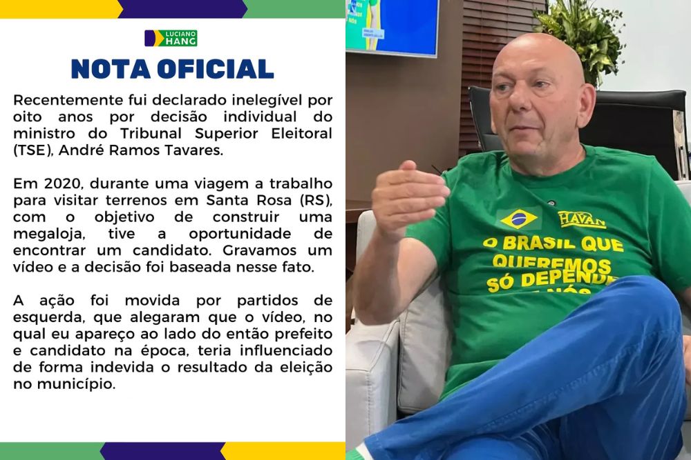 'Não existe lei que proíba empresários de apoiarem candidatos', rebate Luciano Hang sobre inelegibilidade