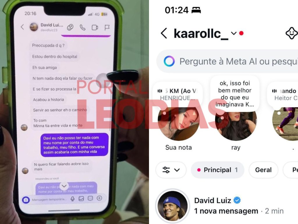 Prints - Amante expõe caso com David Luiz e diz que jogador queria fazer trisal com amiga dela