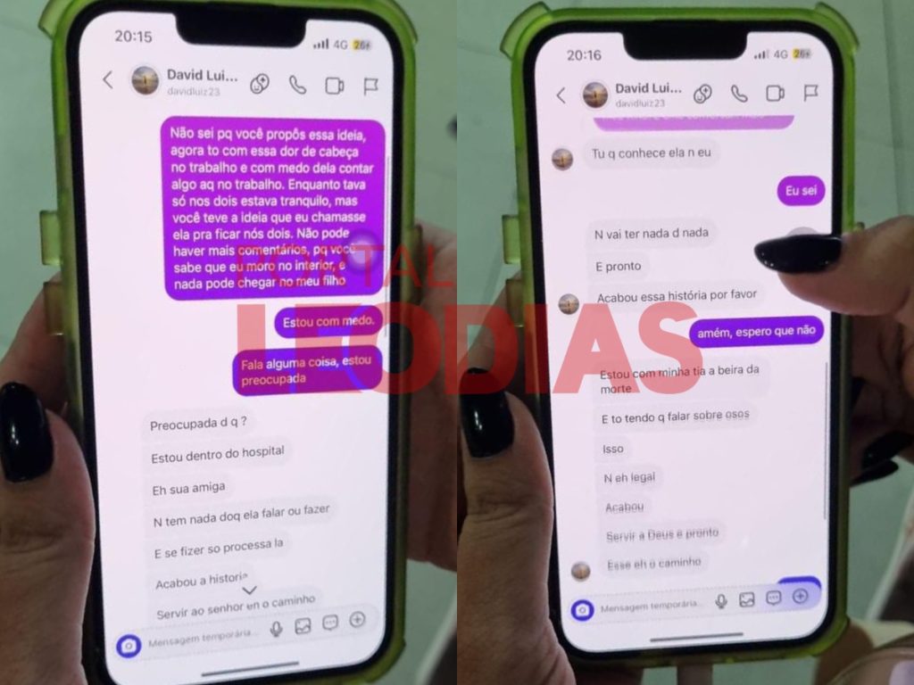 Prints - Amante expõe caso com David Luiz e diz que jogador queria fazer trisal com amiga dela