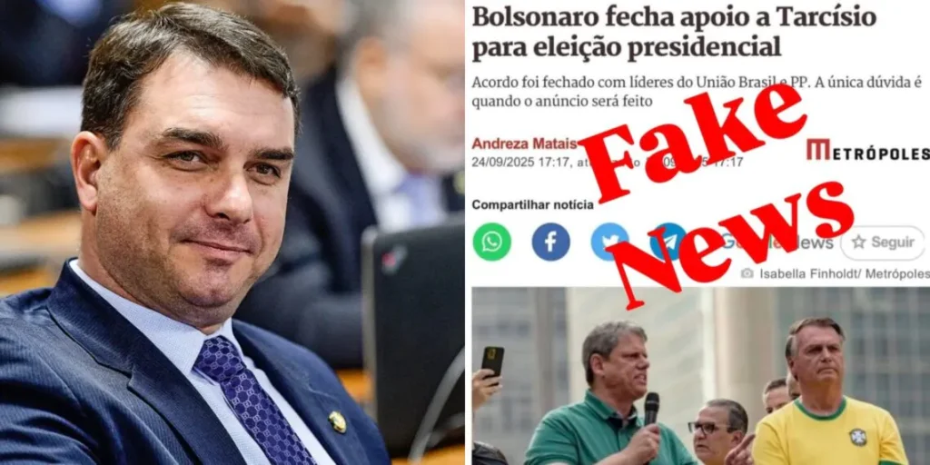 Flávio Bolsonaro desmente apoio do pai a Tarcísio em 2026