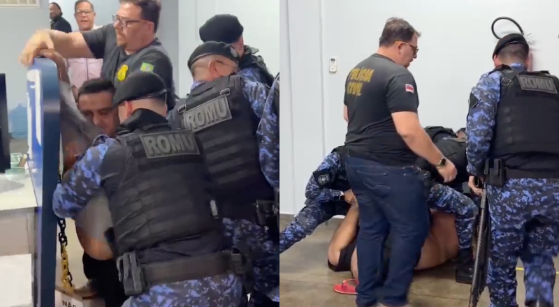 Preso é contido por guardas municipais após tentar escapar de delegacia no Centro de Manaus