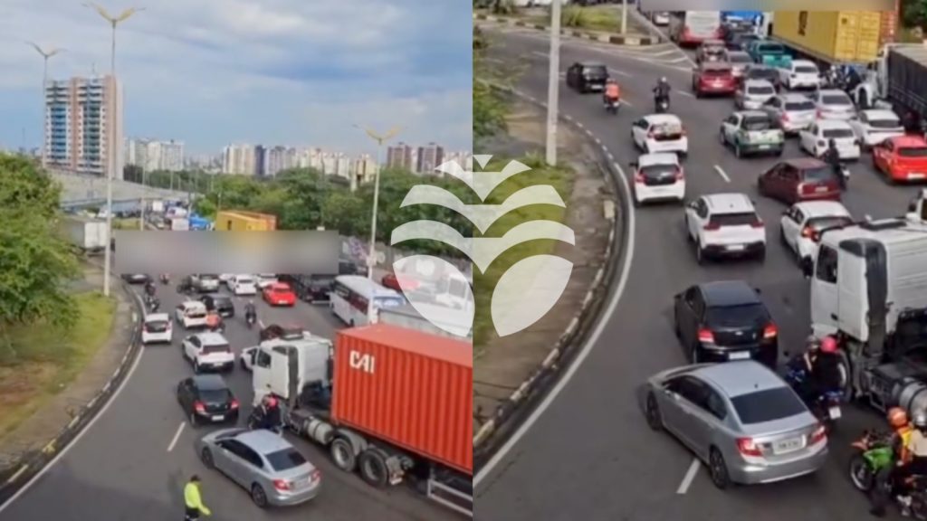 Acidente deixa trânsito caótico no V8 em Manaus