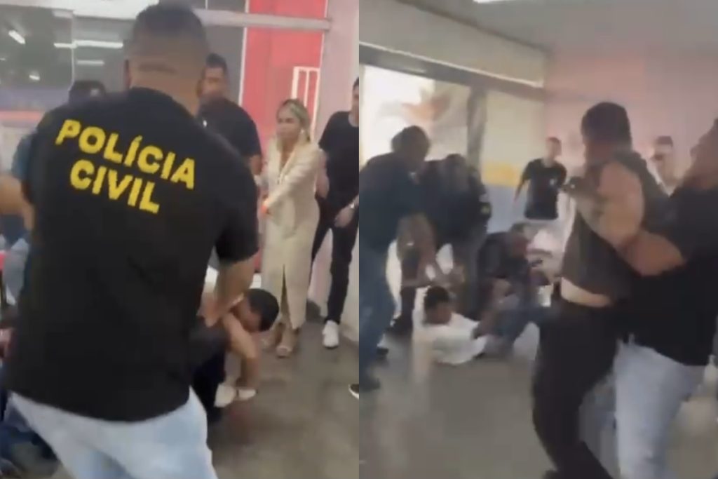imagem da confusão na delegacia da mulher em Manaus