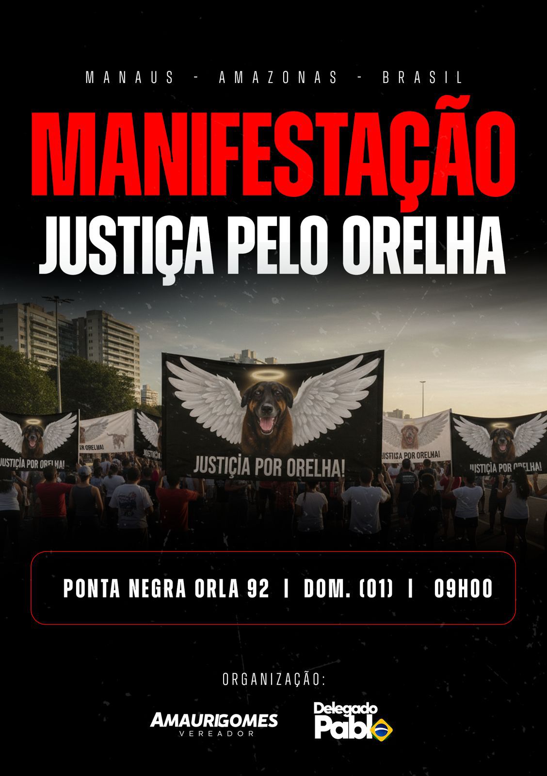 Manifestação em Manaus pedindo justiça pela morte do cachorro Orelha