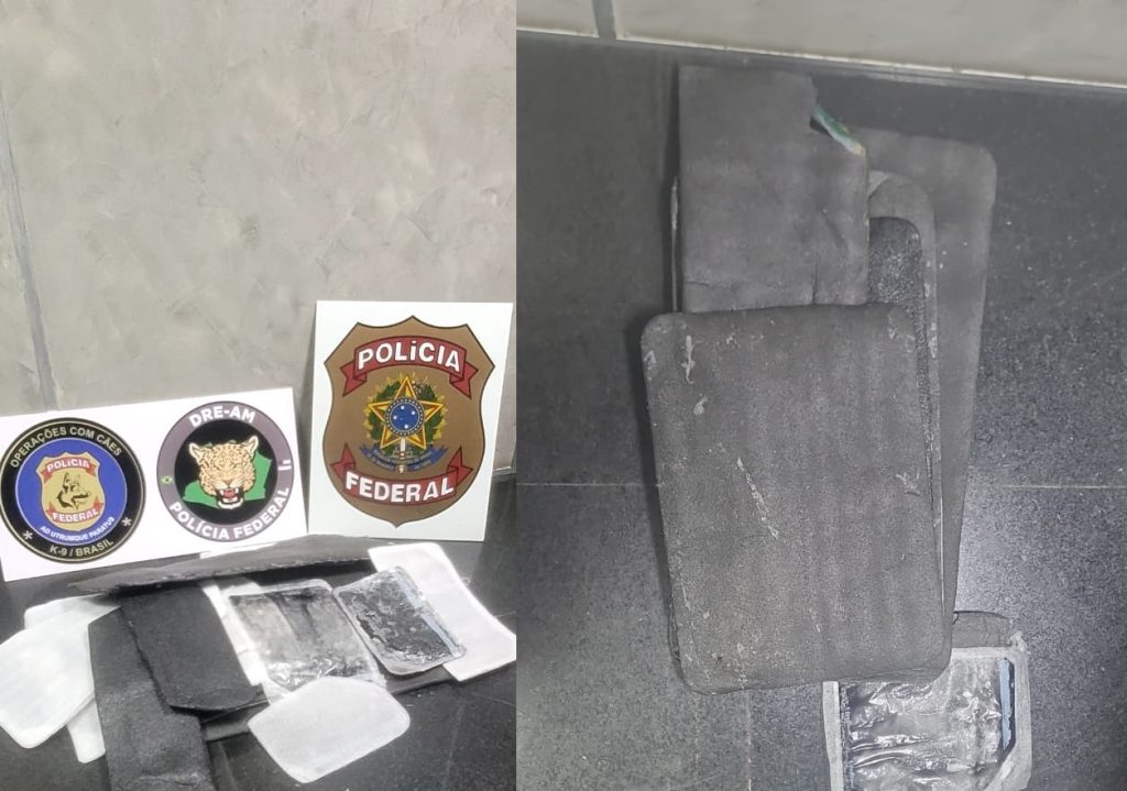 Apreensão de drogas pela polícia federal no aeroporto de manaus