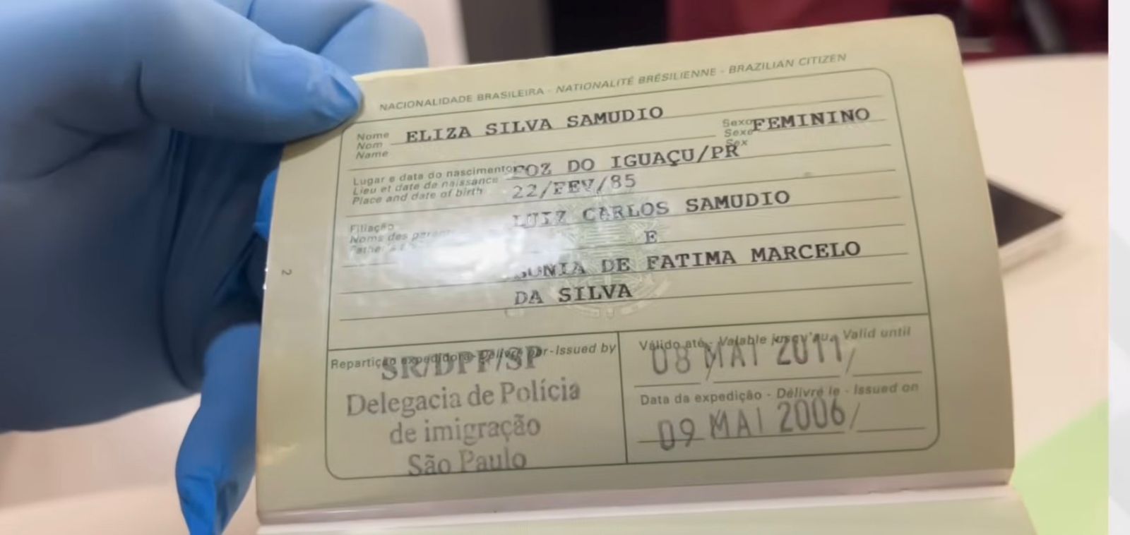Suposto passaporte de Eliza Samudio é encontrado em Portugal 15 anos após sua morte