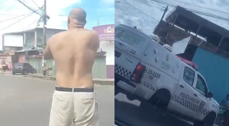 Imagem do local onde um homem foi baleado em Manaus