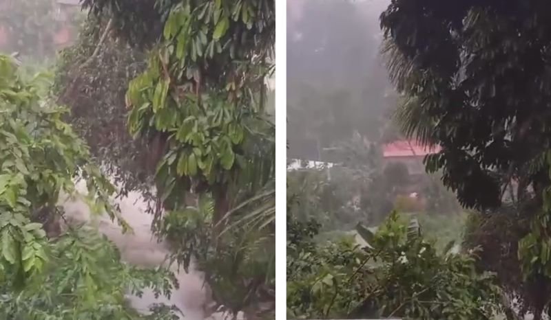 imagem da enxurrada em manaus durante a forte chuva