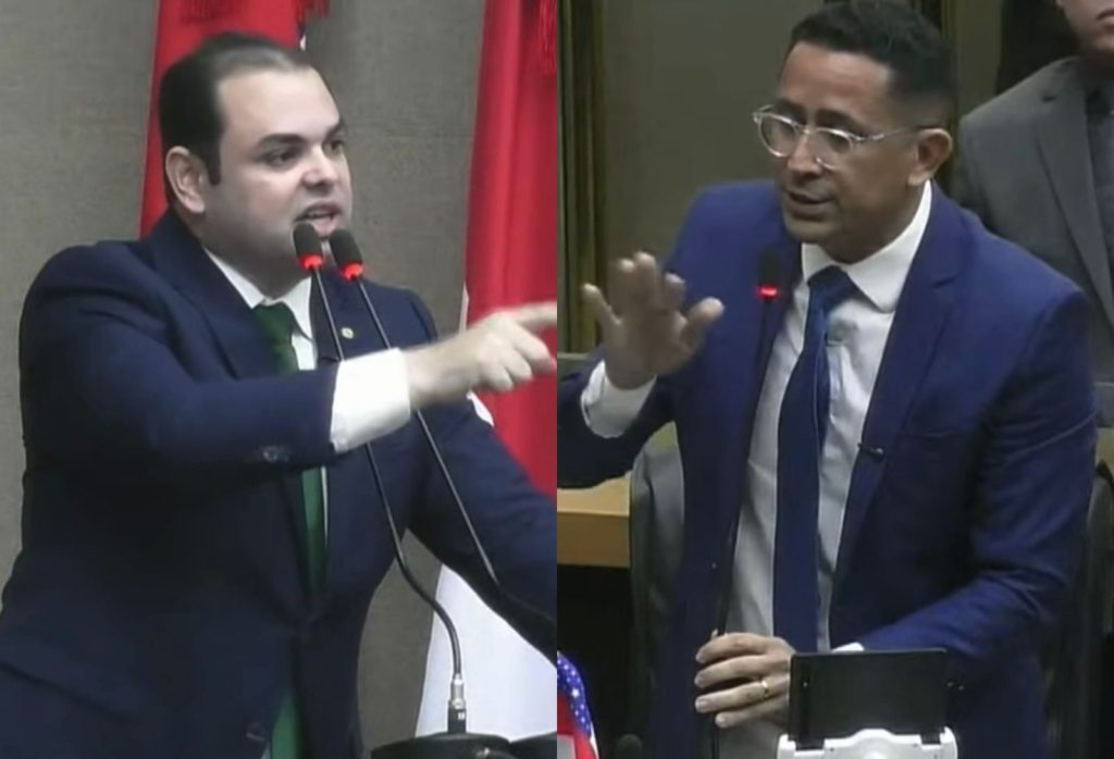Deputados Roberto Cidade e Daniel Almeida em discussão acalorada durante sessão no plenário da Assembleia Legislativa do Amazonas