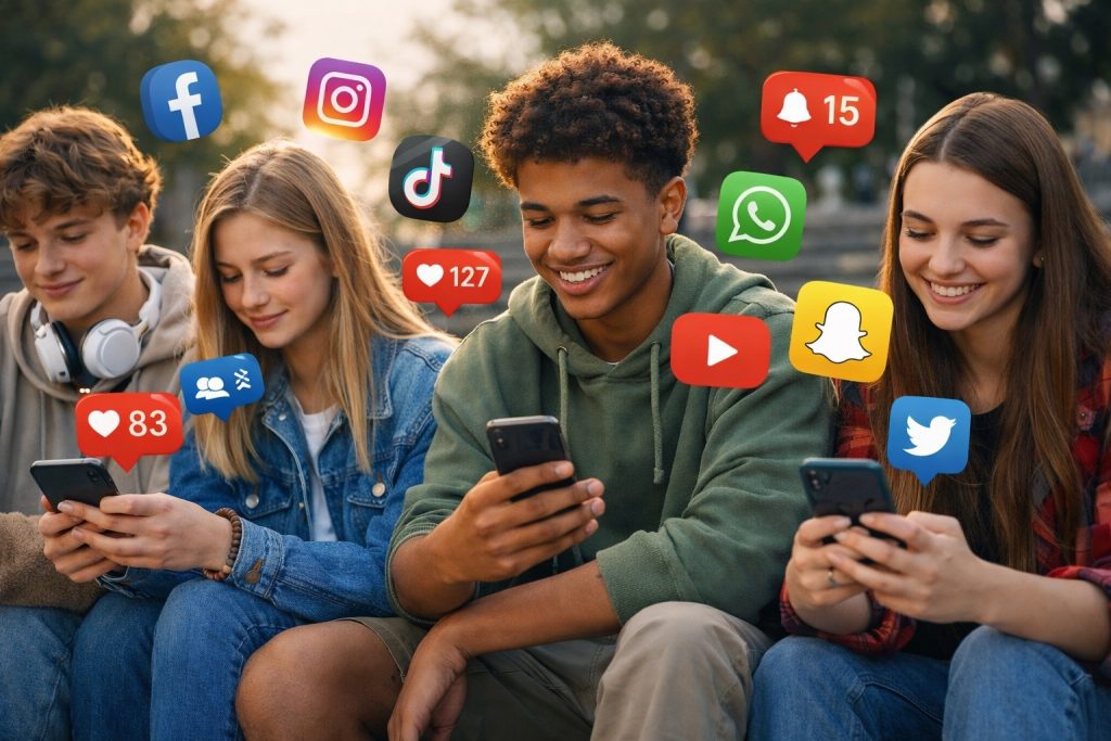 foto do anúncio do governo espanhol sobre redes sociais e menores de idade