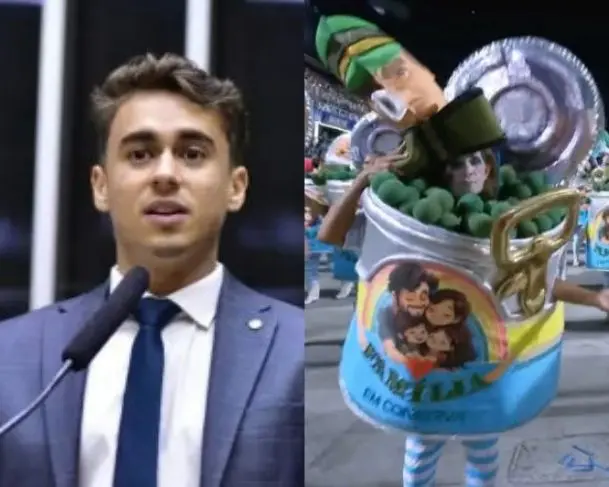 Deputado Nikolas Ferreira durante discurso sobre intolerância religiosa no carnaval.