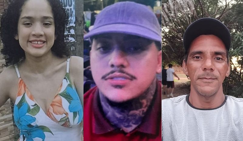 Fotos de tres pessoas desaparecidas divulgadas pela policia civil do amazonas para auxiliar na localizacao