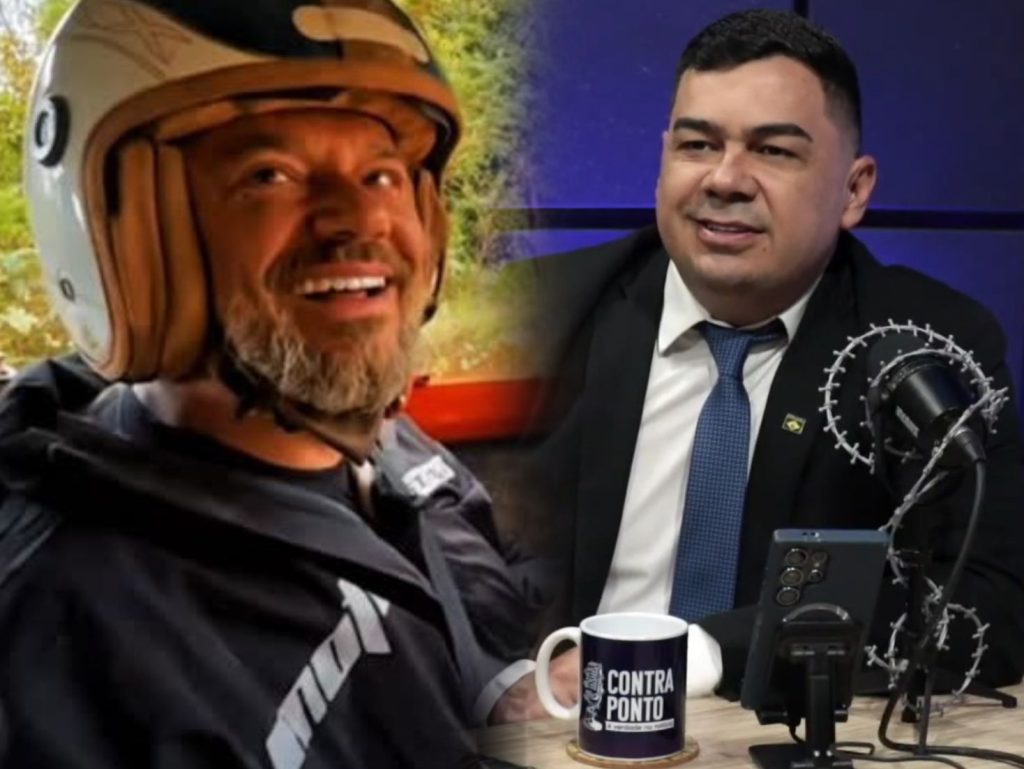 Richard Rasmussen e Sérgio Kruke em estúdio de podcast conversando sobre meio ambiente e a amazônia