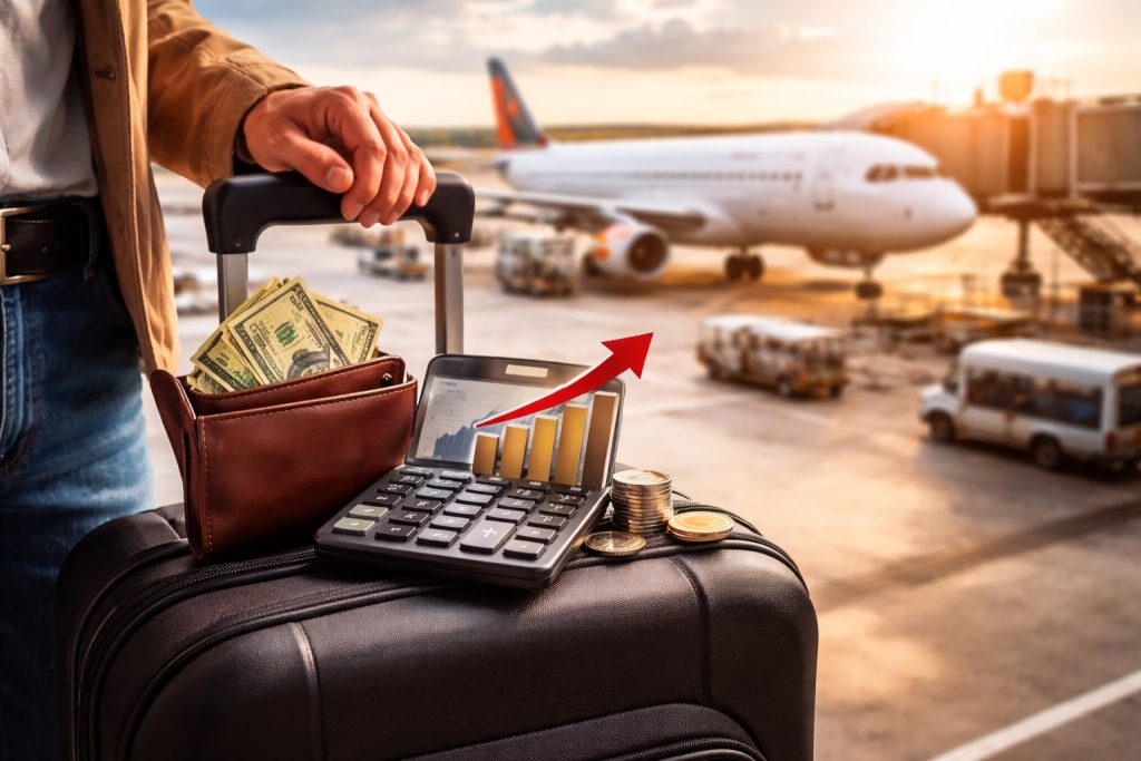 avião comercial em pista de decolagem simbolizando reajuste no preço das passagens