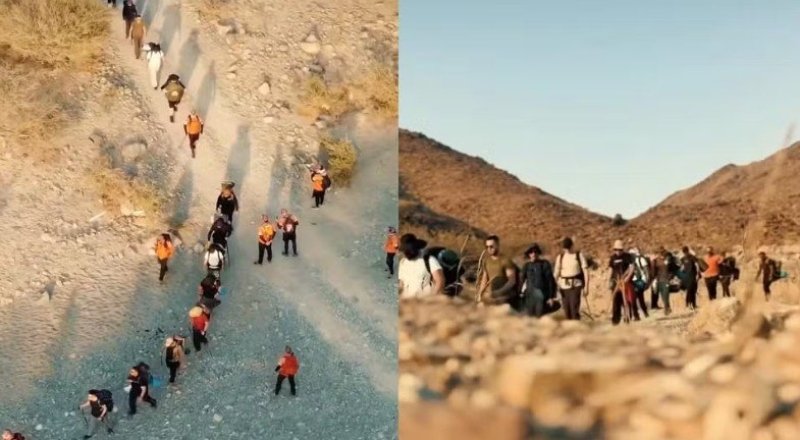 Grupo de Legendários Amazonas reunido no deserto em Dubai durante evento internacional