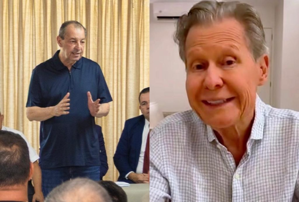 Arthur Virgílio Neto durante evento de filiação ao MDB no Amazonas declarando apoio a Omar Aziz