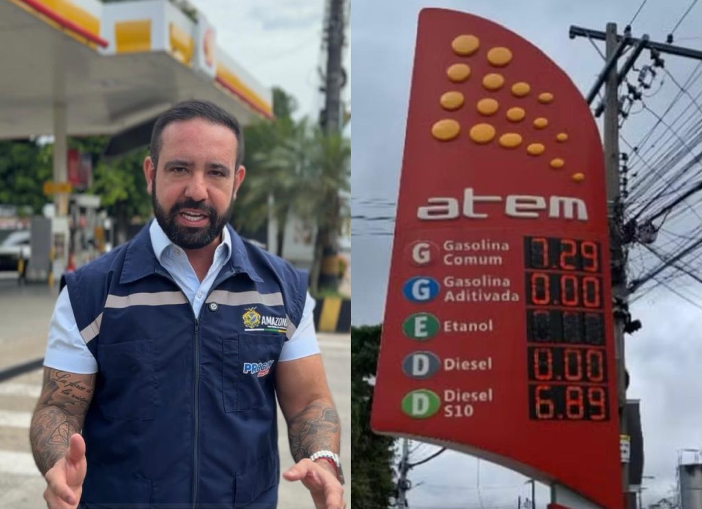 Fiscalização do Procon-AM em postos de combustíveis de Manaus após aumento nos preços da gasolina e do diesel.