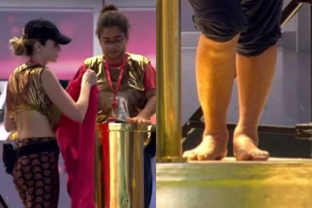 Participantes Ana Paula Renault e Milena visivelmente cansadas durante a dinâmica do Castigo do Monstro no Big Brother Brasil 26