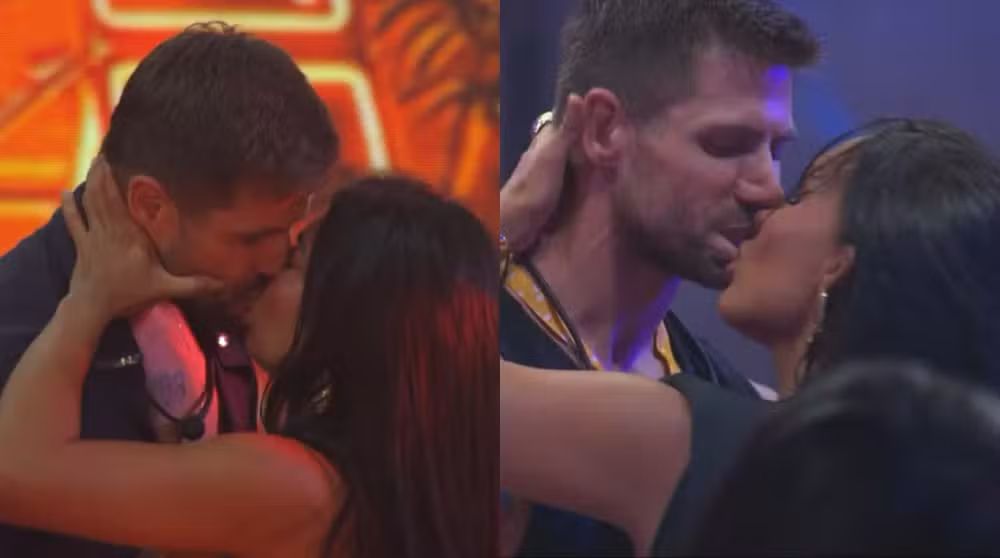 Marciele e Jonas Sulzbach se beijam durante festa no Big Brother Brasil 26