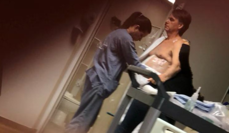Foto de Jair Bolsonaro em leito de hospital particular em Brasília durante tratamento de pneumonia