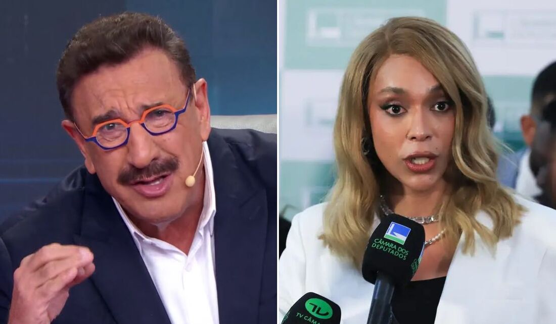 O apresentador Ratinho em seu programa no SBT durante pronunciamento sobre Erika Hilton.