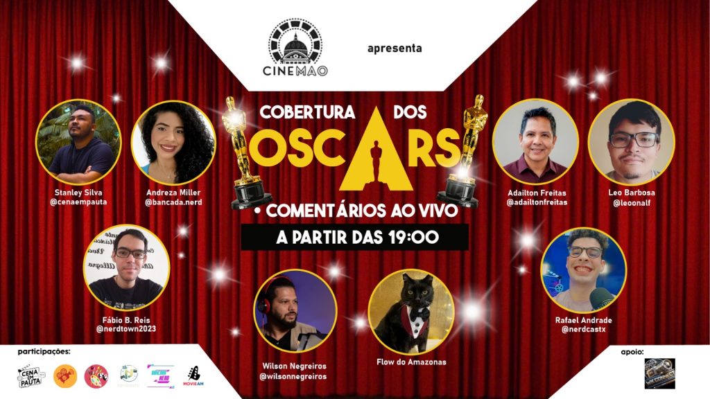 Cinefilos e criticos de cinema de Manaus reunidos para a transmissao ao vivo de debates sobre o Oscar 2026