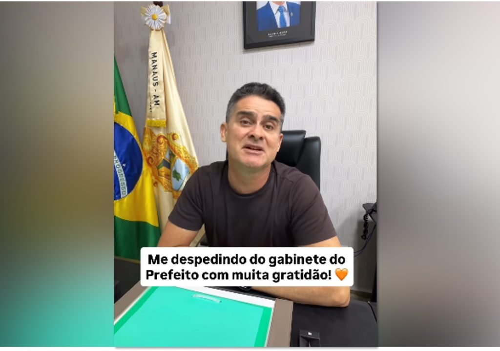 David Almeida em vídeo de despedida do gabinete da prefeitura de Manaus