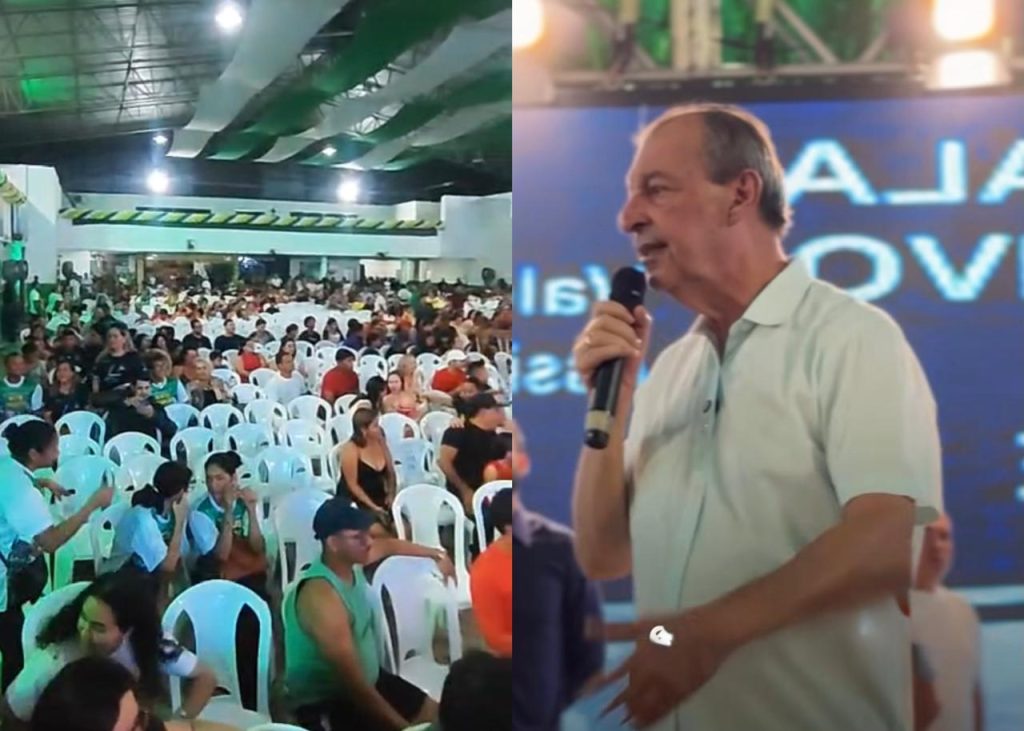 Evento político de Omar Aziz com cadeiras vazias no Morro da Liberdade em Manaus
