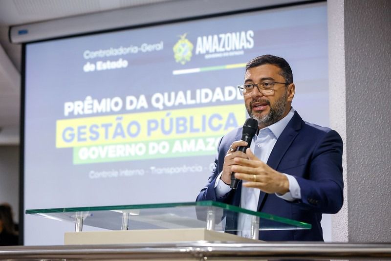 Governador Wilson Lima durante anuncio de concurso publico para a controladoria geral do estado do amazonas