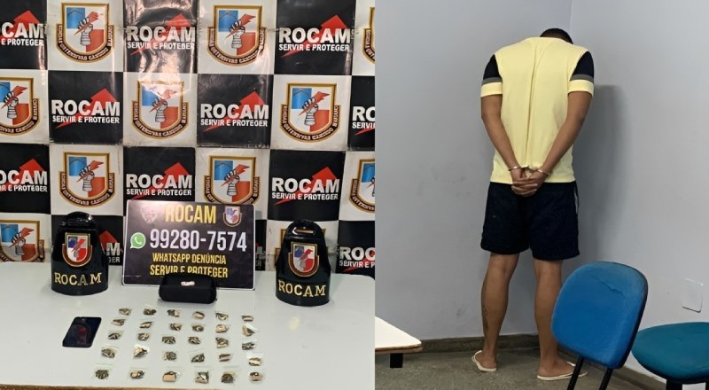 Policiais da Rocam em operação contra o tráfico de drogas no conjunto Viver Melhor II em Manaus