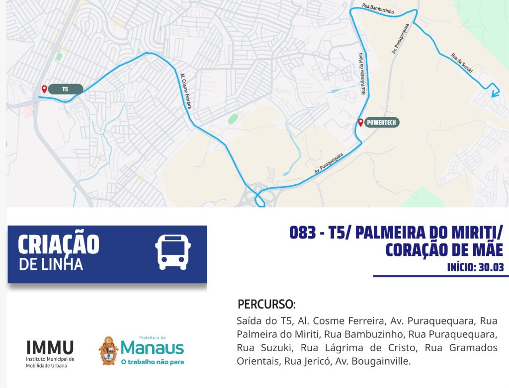 Ônibus do transporte coletivo de Manaus circulando em via pública da zona leste.